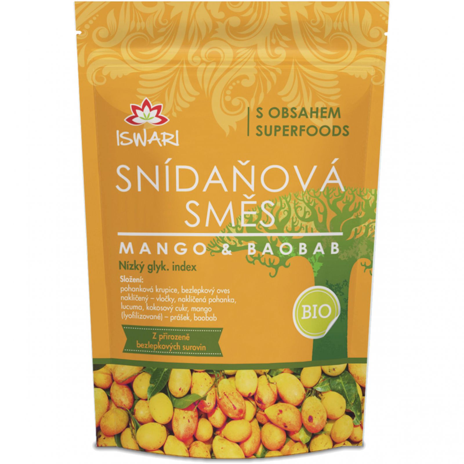 Iswari BIO Snídaňová směs 300 g - mango & baobab 