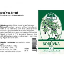 Naděje Borůvka - tinktura z pupenů - etiketa