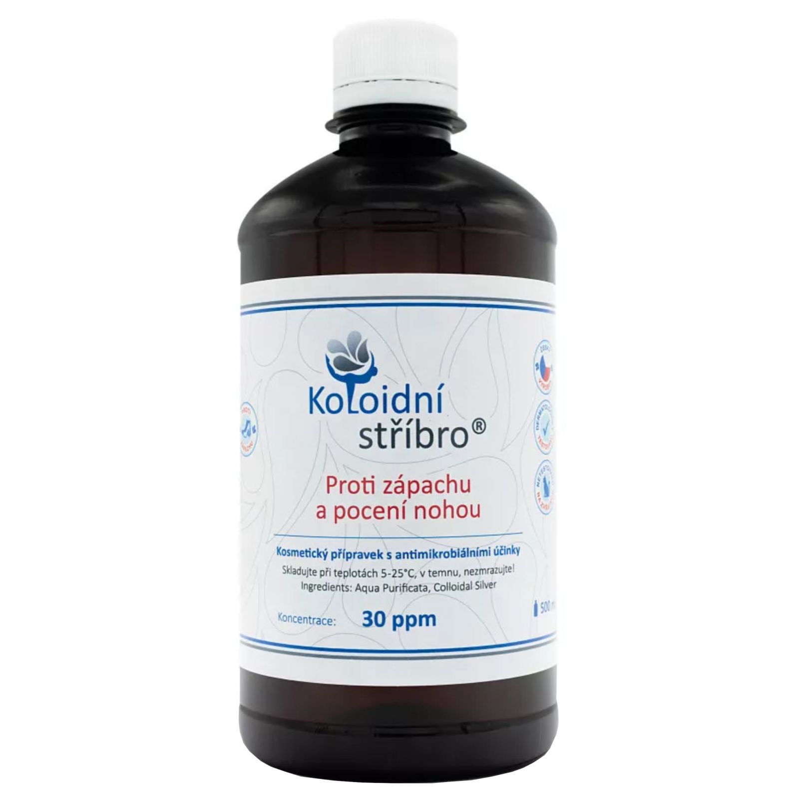 Koloidní stříbro 30 ppm 500 ml - protí zápachu a pocení nohou