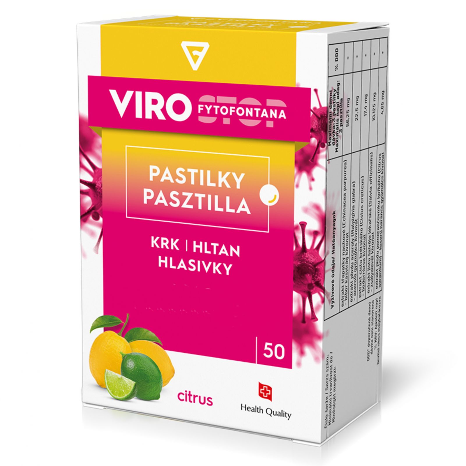 Fytofontana Virostop citrus-flavoured lozenges 50 pcs (exp.: 30/09/2026)